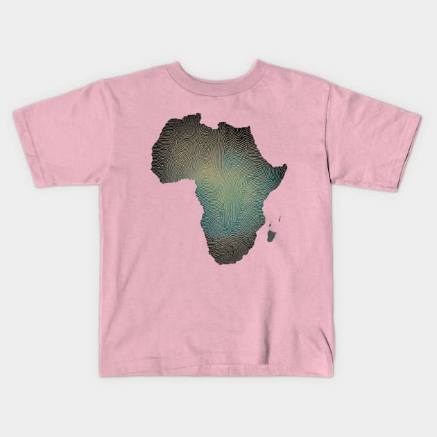 Africa Map Finger print Kids T-Shirt by hippyhappy